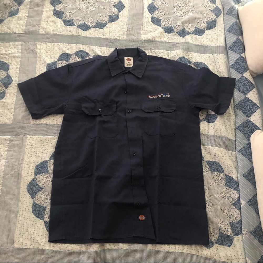Dickies Light Blue Short-Sleeve Medium Button-Down Shirt